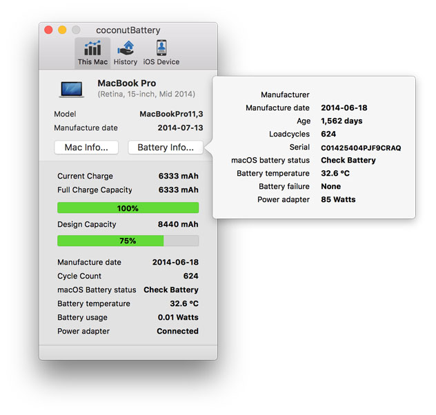 mid 2014 macbook pro 13 battery capacity mah